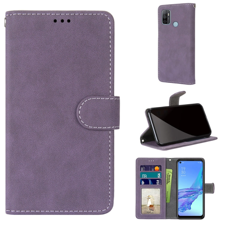 For OPPO A53 4G(2020) / A53s / A32 / A33 (2020) Retro Frosted Horizontal Flip PU Leather Case with Holder & Card Slots & Wallet & Photo Frame