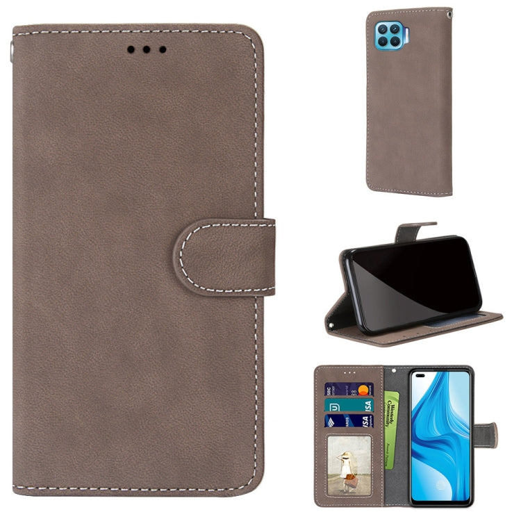 For OPPO F17 Pro / A93 4G / Reno4 Lite / Reno4 F Retro Frosted Horizontal Flip PU Leather Case with Holder & Card Slots & Wallet & Photo Frame