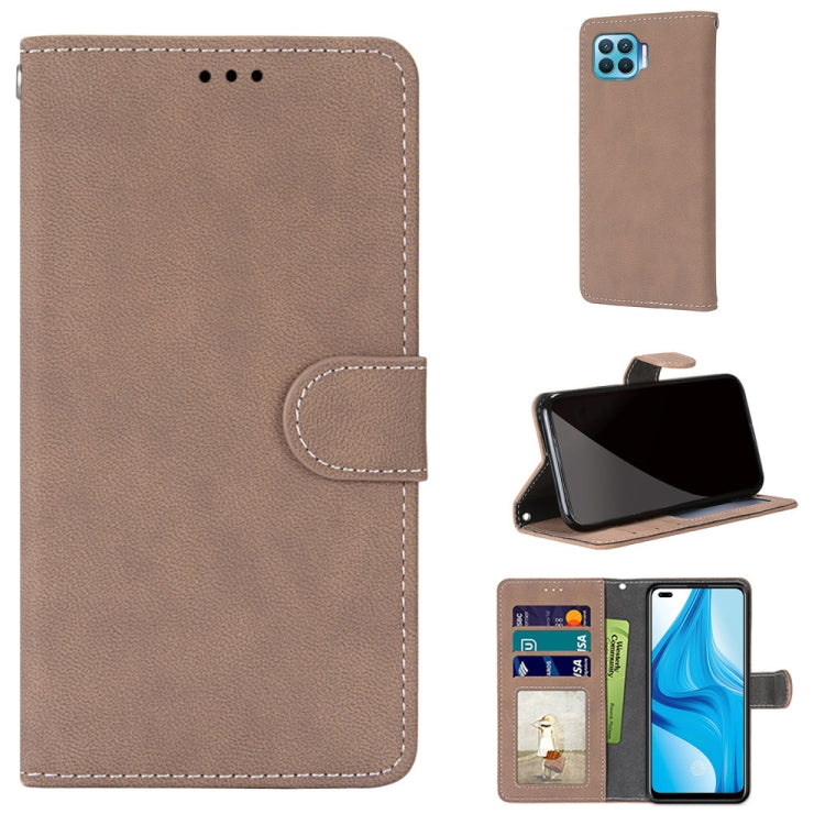 For OPPO F17 Pro / A93 4G / Reno4 Lite / Reno4 F Retro Frosted Horizontal Flip PU Leather Case with Holder & Card Slots & Wallet & Photo Frame