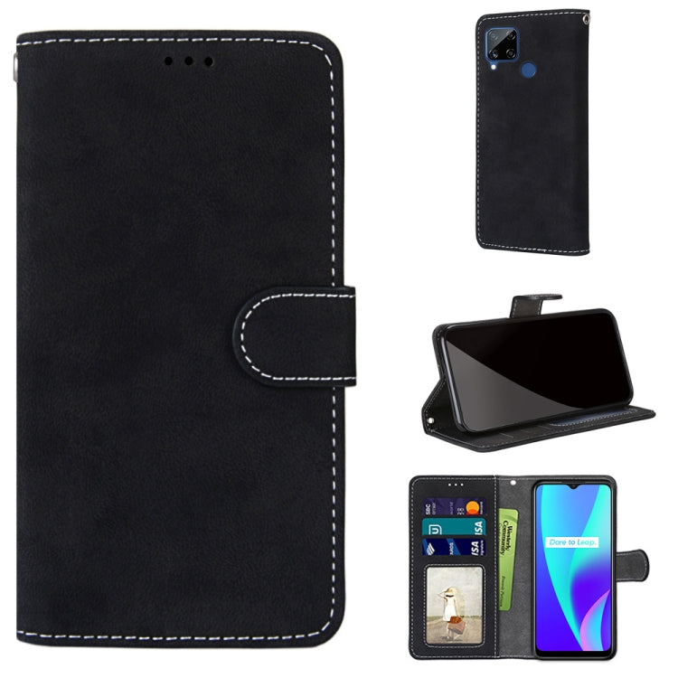 For OPPO Realme C15 / C12 / C25 / 7i (Global) / Narzo 20 / 30A Retro Frosted Horizontal Flip PU Leather Case with Holder & Card Slots & Wallet & Photo Frame