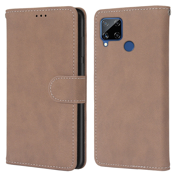 For OPPO Realme C15 / C12 / C25 / 7i (Global) / Narzo 20 / 30A Retro Frosted Horizontal Flip PU Leather Case with Holder & Card Slots & Wallet & Photo Frame