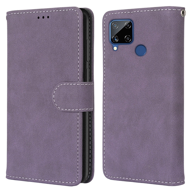 For OPPO Realme C15 / C12 / C25 / 7i (Global) / Narzo 20 / 30A Retro Frosted Horizontal Flip PU Leather Case with Holder & Card Slots & Wallet & Photo Frame