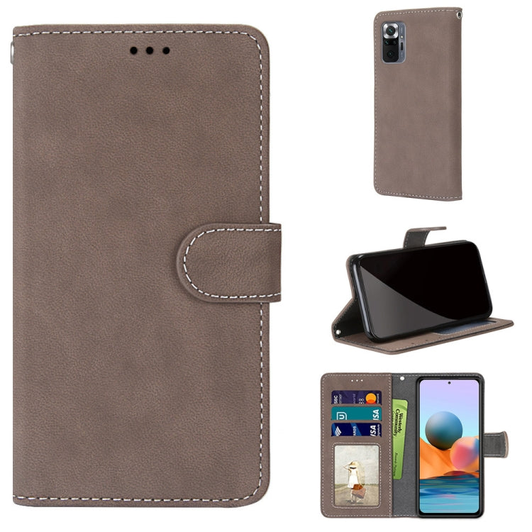 For Xiaomi Redmi Note 10 Pro Max / Note 10 Pro Retro Frosted Horizontal Flip PU Leather Case with Holder & Card Slots & Wallet & Photo Frame