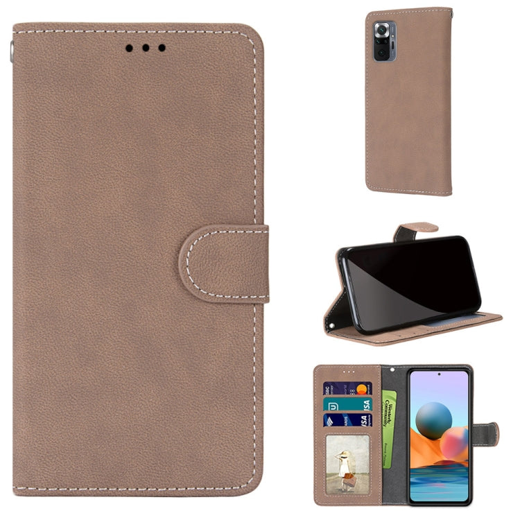 For Xiaomi Redmi Note 10 Pro Max / Note 10 Pro Retro Frosted Horizontal Flip PU Leather Case with Holder & Card Slots & Wallet & Photo Frame