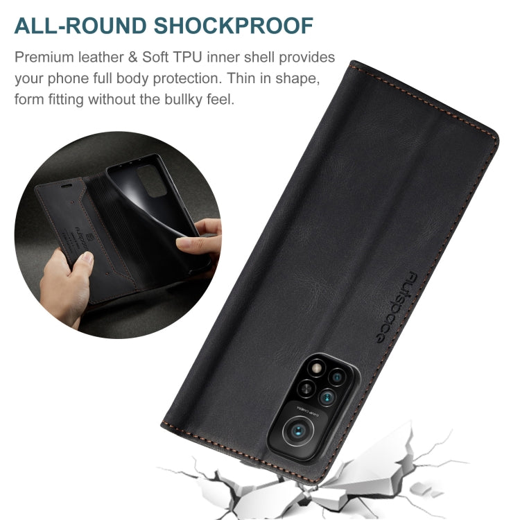 For Xiaomi Mi 10T / 10T Pro 5G AutSpace A01 Retro Skin-feel Crazy Horse Texture Horizontal Flip Leather Case with Holder & Card Slots & Wallet & RFID