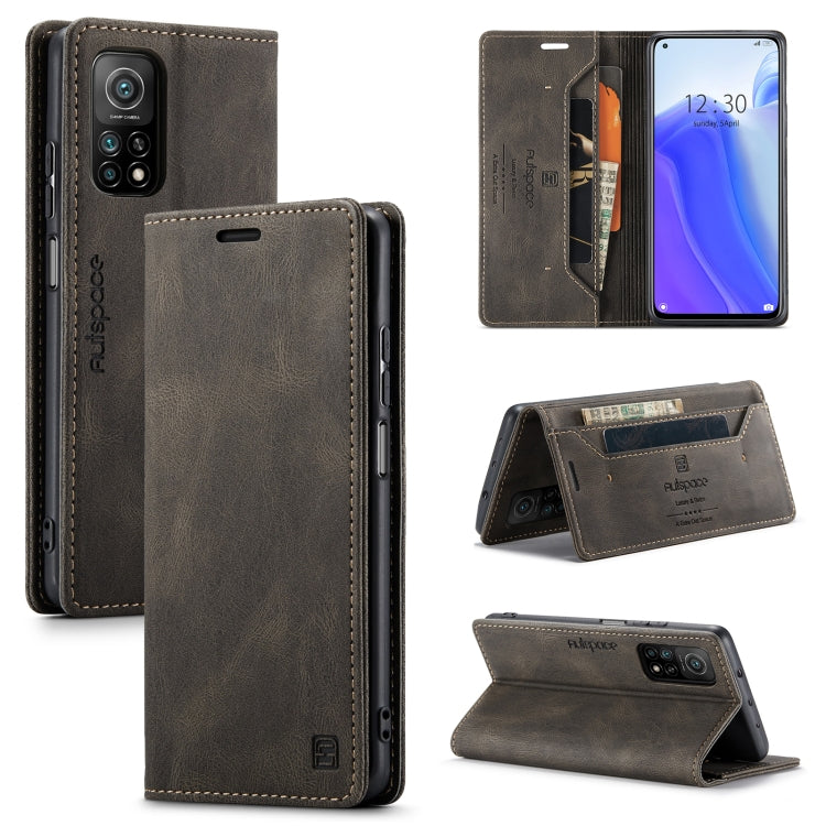 For Xiaomi Mi 10T / 10T Pro 5G AutSpace A01 Retro Skin-feel Crazy Horse Texture Horizontal Flip Leather Case with Holder & Card Slots & Wallet & RFID
