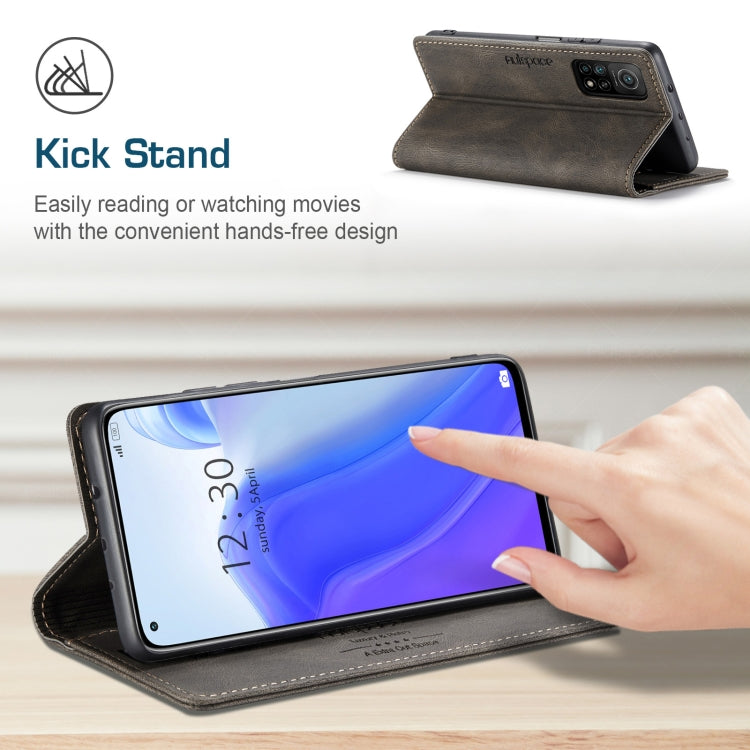 For Xiaomi Mi 10T / 10T Pro 5G AutSpace A01 Retro Skin-feel Crazy Horse Texture Horizontal Flip Leather Case with Holder & Card Slots & Wallet & RFID