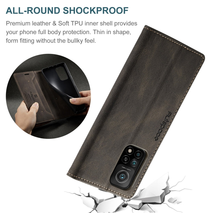 For Xiaomi Mi 10T / 10T Pro 5G AutSpace A01 Retro Skin-feel Crazy Horse Texture Horizontal Flip Leather Case with Holder & Card Slots & Wallet & RFID