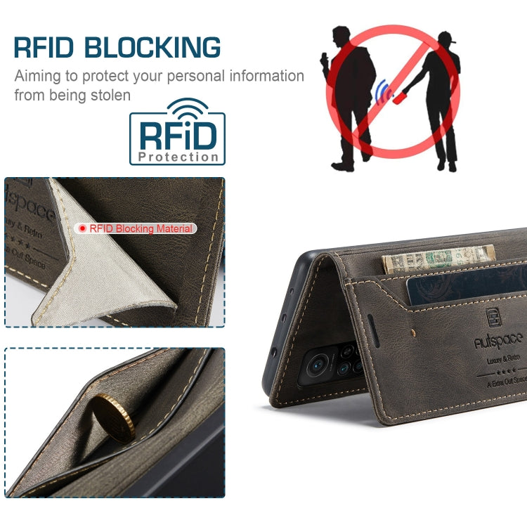 For Xiaomi Mi 10T / 10T Pro 5G AutSpace A01 Retro Skin-feel Crazy Horse Texture Horizontal Flip Leather Case with Holder & Card Slots & Wallet & RFID