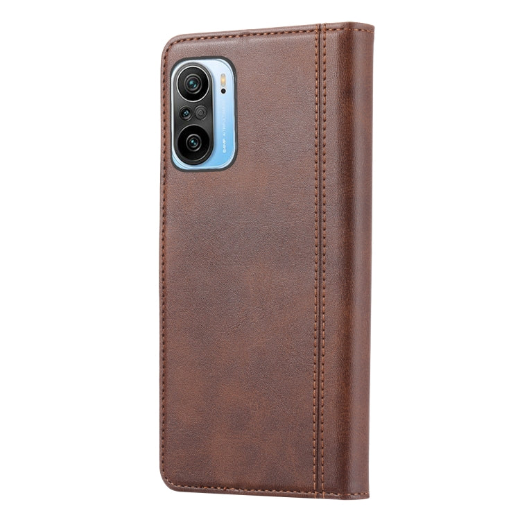 For Xiaomi Redmi K40 / K40 Pro Calf Texture Double Fold Clasp Horizontal Flip Leather Case with Photo Frame & Holder & Card Slots & Wallet