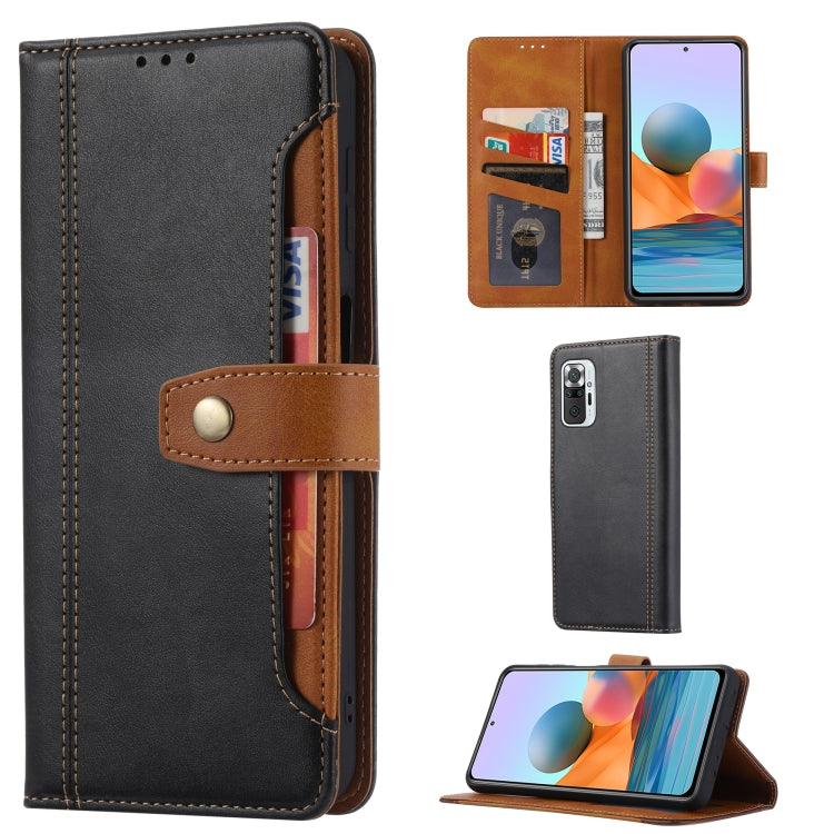For Xiaomi Redmi Note 10 4G / Note 10S Calf Texture Double Fold Clasp Horizontal Flip Leather Case with Photo Frame & Holder & Card Slots & Wallet