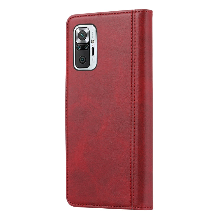 For Xiaomi Redmi Note 10 4G / Note 10S Calf Texture Double Fold Clasp Horizontal Flip Leather Case with Photo Frame & Holder & Card Slots & Wallet