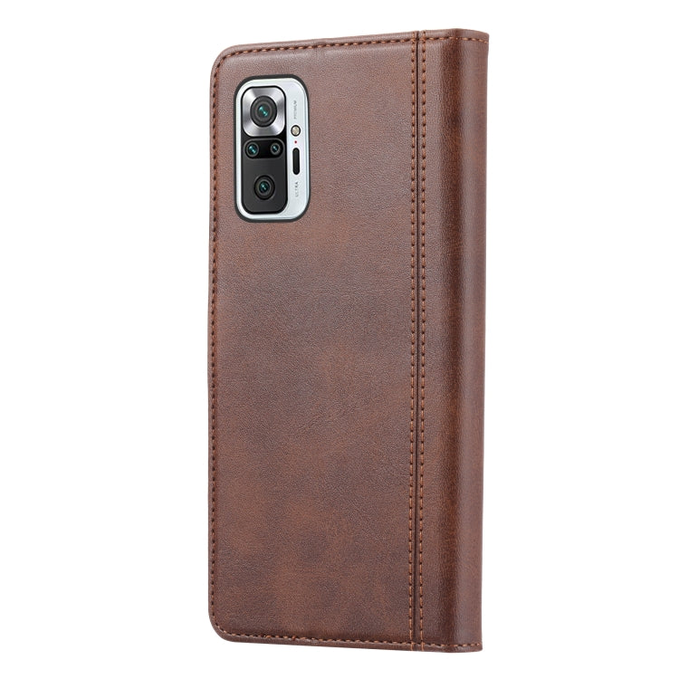 For Xiaomi Redmi Note 10 4G / Note 10S Calf Texture Double Fold Clasp Horizontal Flip Leather Case with Photo Frame & Holder & Card Slots & Wallet