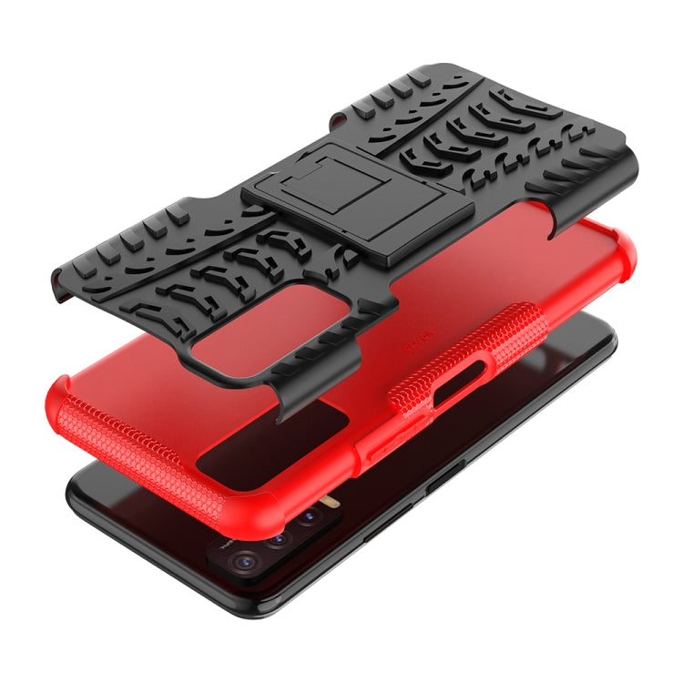 For vivo Y20 Tire Texture Shockproof TPU+PC Protective Case with Holder