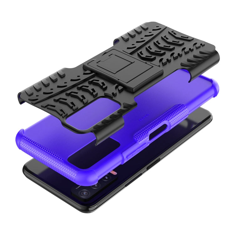 For vivo Y20 Tire Texture Shockproof TPU+PC Protective Case with Holder