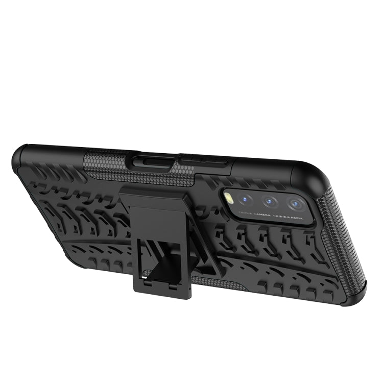 For vivo Y20 Tire Texture Shockproof TPU+PC Protective Case with Holder