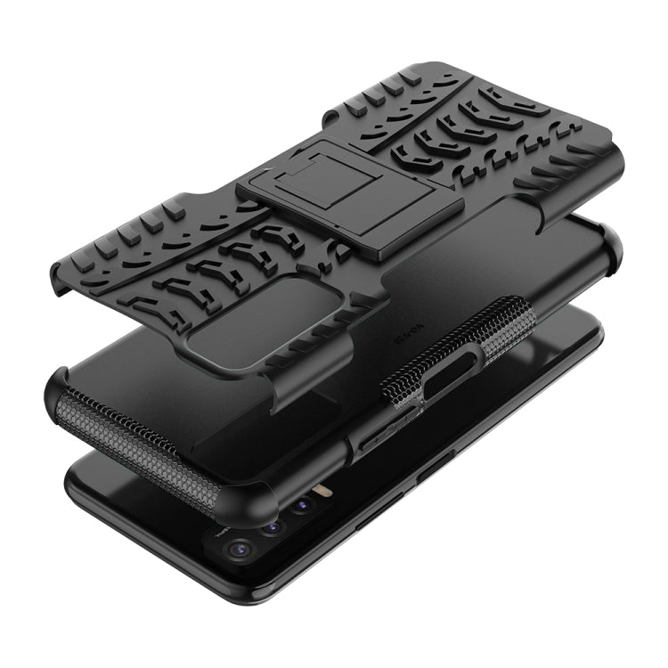 For vivo Y20 Tire Texture Shockproof TPU+PC Protective Case with Holder