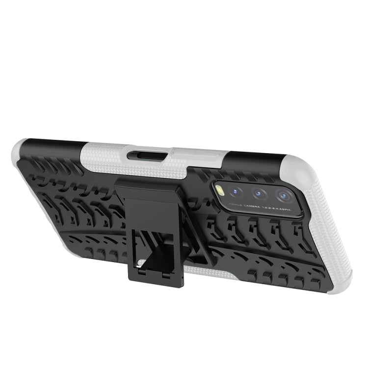 For vivo Y20 Tire Texture Shockproof TPU+PC Protective Case with Holder