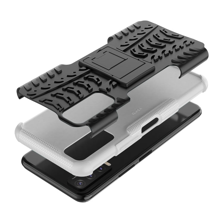 For vivo Y20 Tire Texture Shockproof TPU+PC Protective Case with Holder