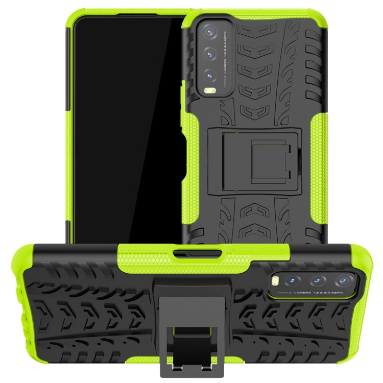 For vivo Y20 Tire Texture Shockproof TPU+PC Protective Case with Holder