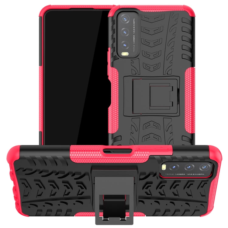 For vivo Y20 Tire Texture Shockproof TPU+PC Protective Case with Holder