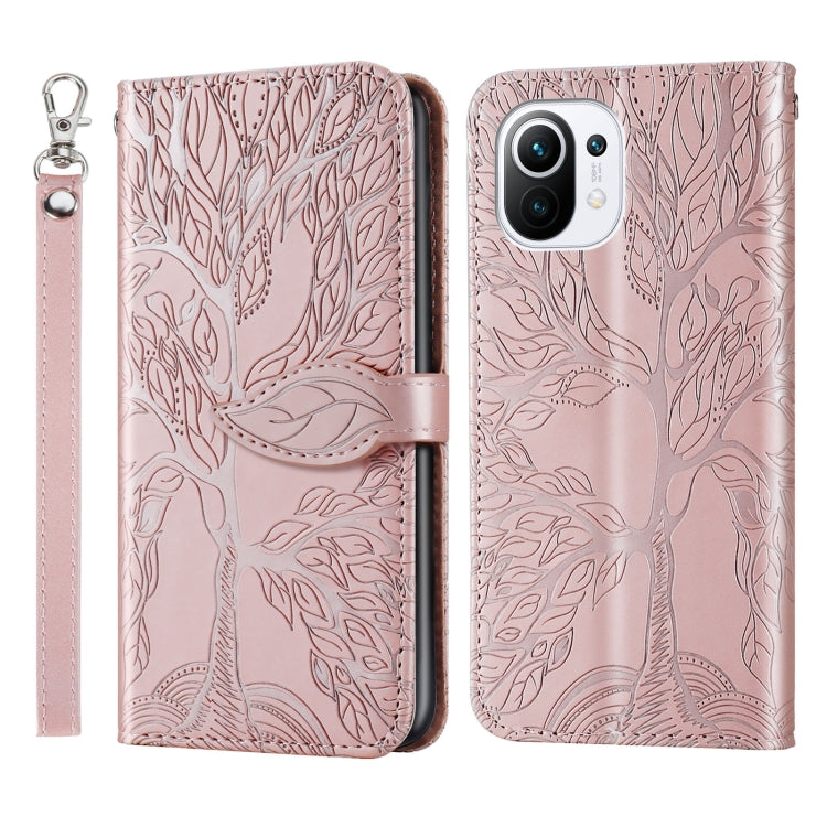 For Xiaomi Mi 11 Life of Tree Embossing Pattern Horizontal Flip Leather Case with Holder & Card Slot & Wallet & Photo Frame & Lanyard