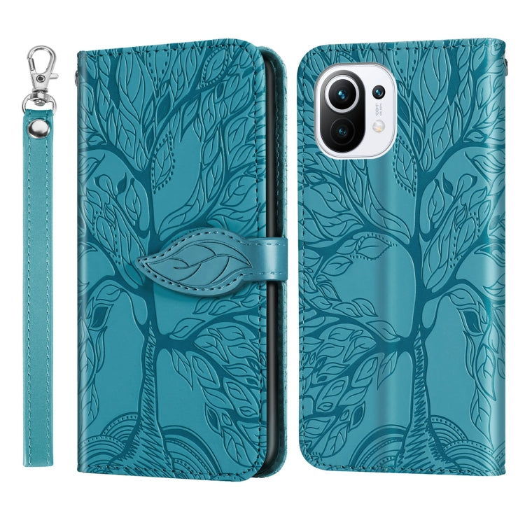 For Xiaomi Mi 11 Life of Tree Embossing Pattern Horizontal Flip Leather Case with Holder & Card Slot & Wallet & Photo Frame & Lanyard