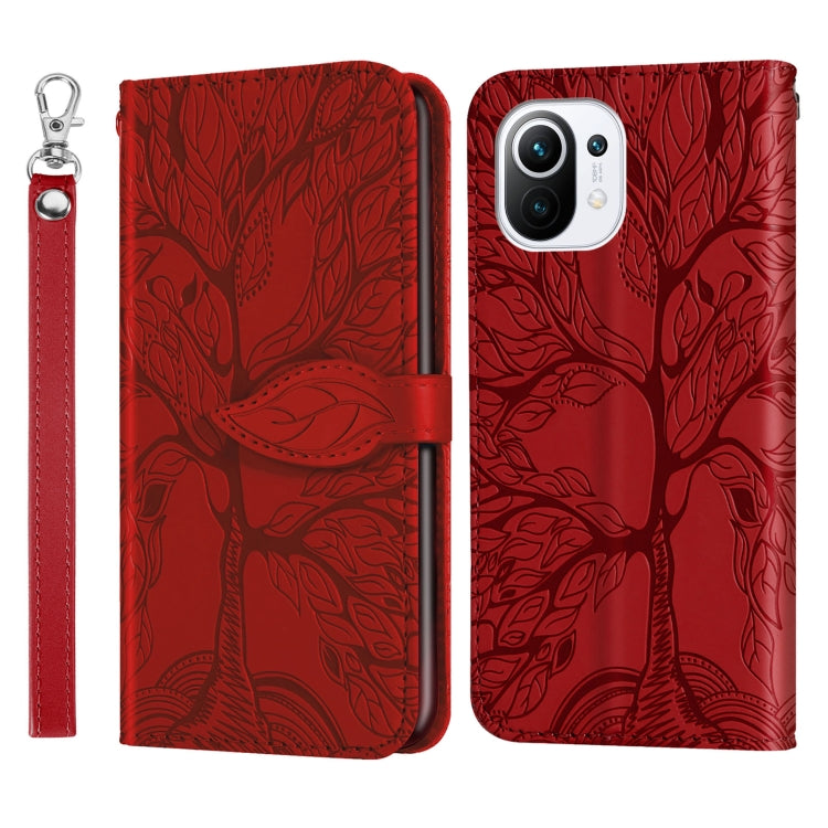 For Xiaomi Mi 11 Life of Tree Embossing Pattern Horizontal Flip Leather Case with Holder & Card Slot & Wallet & Photo Frame & Lanyard