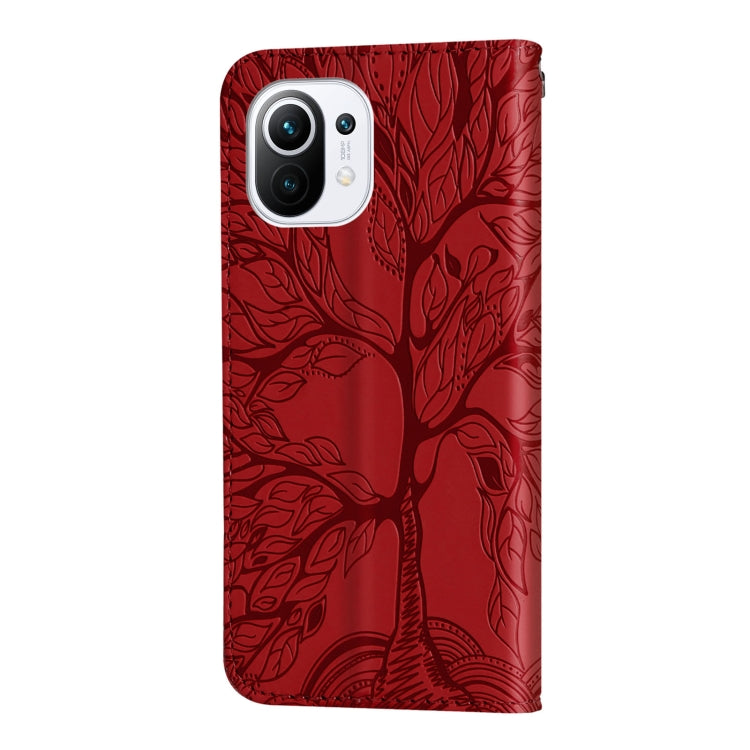 For Xiaomi Mi 11 Life of Tree Embossing Pattern Horizontal Flip Leather Case with Holder & Card Slot & Wallet & Photo Frame & Lanyard