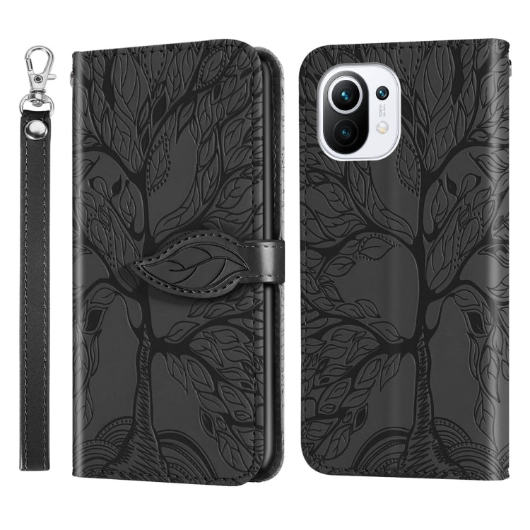 For Xiaomi Mi 11 Life of Tree Embossing Pattern Horizontal Flip Leather Case with Holder & Card Slot & Wallet & Photo Frame & Lanyard