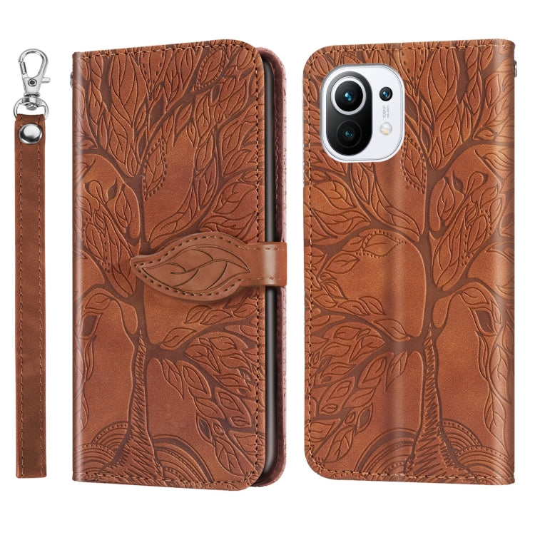 For Xiaomi Mi 11 Life of Tree Embossing Pattern Horizontal Flip Leather Case with Holder & Card Slot & Wallet & Photo Frame & Lanyard
