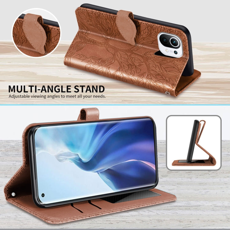 For Xiaomi Mi 11 Life of Tree Embossing Pattern Horizontal Flip Leather Case with Holder & Card Slot & Wallet & Photo Frame & Lanyard
