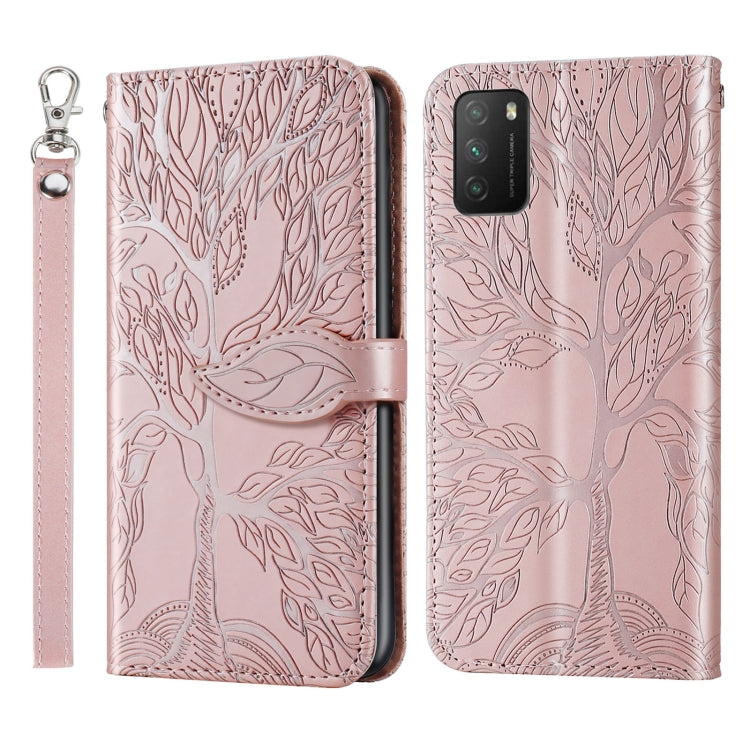 For Xiaomi Poco M3 Life of Tree Embossing Pattern Horizontal Flip Leather Case with Holder & Card Slot & Wallet & Photo Frame & Lanyard