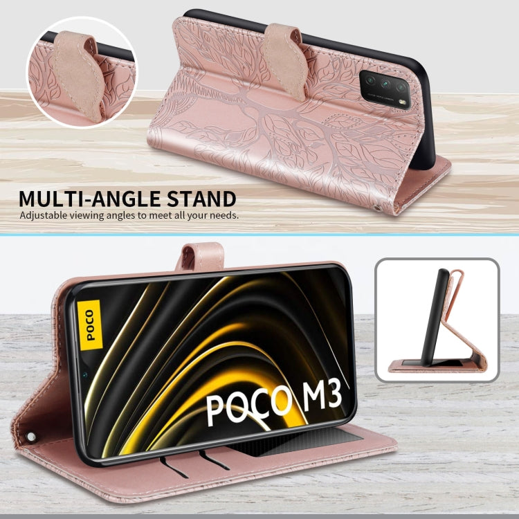 For Xiaomi Poco M3 Life of Tree Embossing Pattern Horizontal Flip Leather Case with Holder & Card Slot & Wallet & Photo Frame & Lanyard