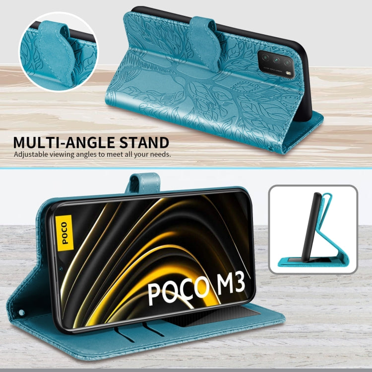 For Xiaomi Poco M3 Life of Tree Embossing Pattern Horizontal Flip Leather Case with Holder & Card Slot & Wallet & Photo Frame & Lanyard