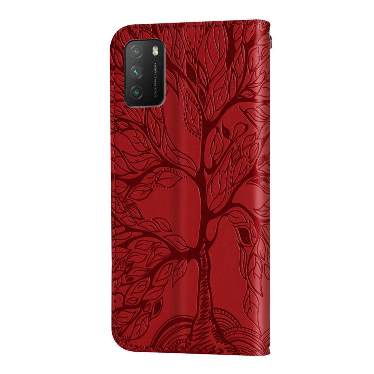 For Xiaomi Poco M3 Life of Tree Embossing Pattern Horizontal Flip Leather Case with Holder & Card Slot & Wallet & Photo Frame & Lanyard