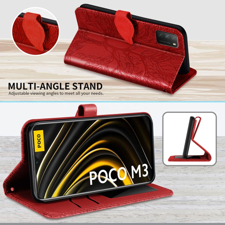 For Xiaomi Poco M3 Life of Tree Embossing Pattern Horizontal Flip Leather Case with Holder & Card Slot & Wallet & Photo Frame & Lanyard