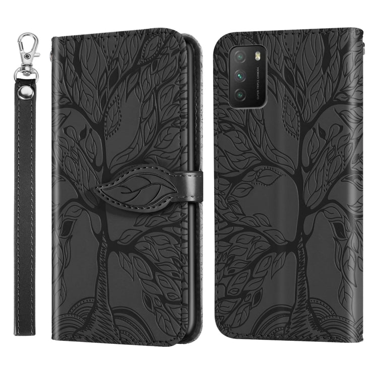 For Xiaomi Poco M3 Life of Tree Embossing Pattern Horizontal Flip Leather Case with Holder & Card Slot & Wallet & Photo Frame & Lanyard