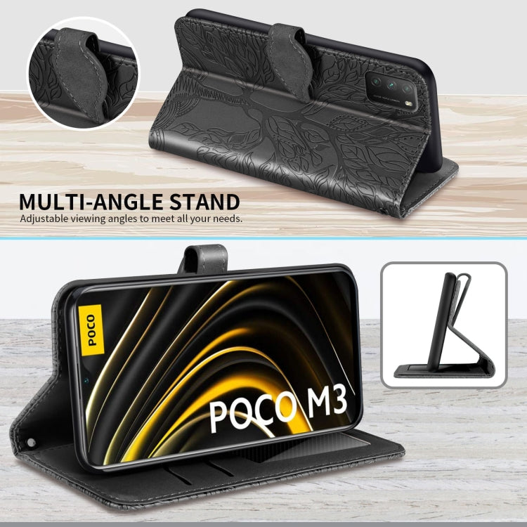 For Xiaomi Poco M3 Life of Tree Embossing Pattern Horizontal Flip Leather Case with Holder & Card Slot & Wallet & Photo Frame & Lanyard