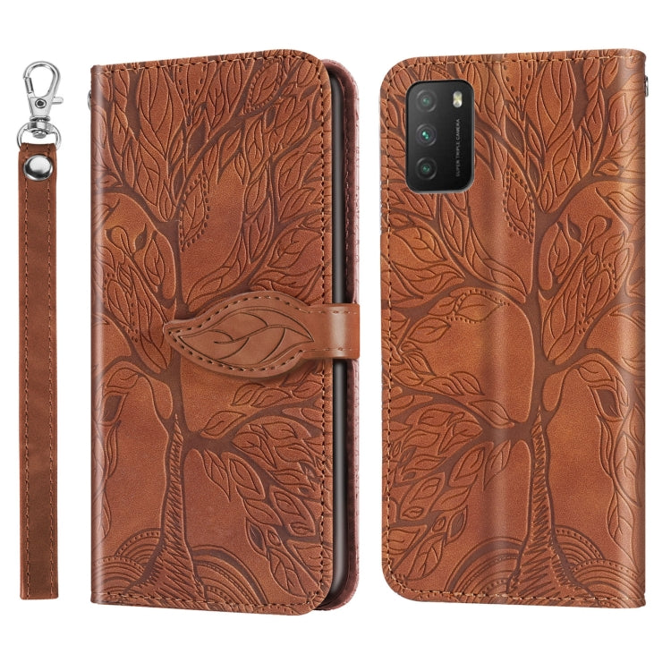 For Xiaomi Poco M3 Life of Tree Embossing Pattern Horizontal Flip Leather Case with Holder & Card Slot & Wallet & Photo Frame & Lanyard