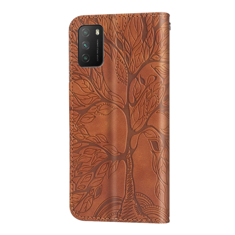 For Xiaomi Poco M3 Life of Tree Embossing Pattern Horizontal Flip Leather Case with Holder & Card Slot & Wallet & Photo Frame & Lanyard