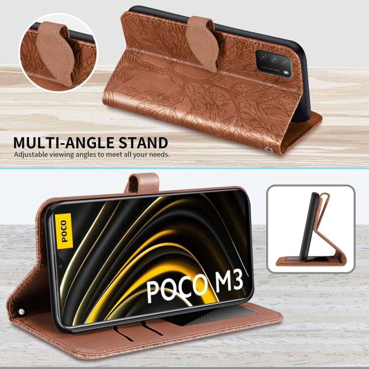 For Xiaomi Poco M3 Life of Tree Embossing Pattern Horizontal Flip Leather Case with Holder & Card Slot & Wallet & Photo Frame & Lanyard