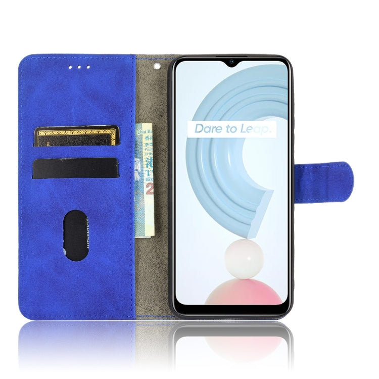 For OPPO Realme C21 Solid Color Skin Feel Magnetic Buckle Horizontal Flip Calf Texture PU Leather Case with Holder & Card Slots & Wallet