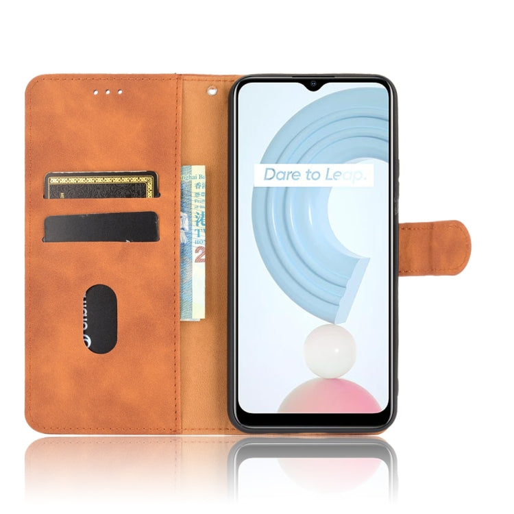 For OPPO Realme C21 Solid Color Skin Feel Magnetic Buckle Horizontal Flip Calf Texture PU Leather Case with Holder & Card Slots & Wallet