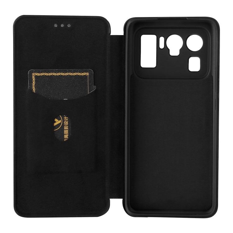 For Xiaomi Mi 11 Ultra Carbon Fiber Texture Horizontal Flip TPU + PC + PU Leather Case with Card Slot