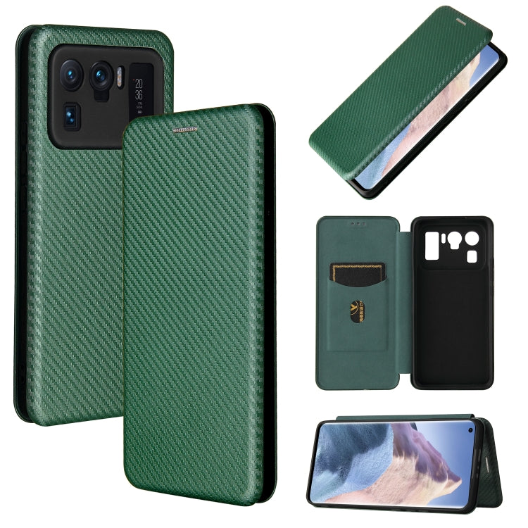 For Xiaomi Mi 11 Ultra Carbon Fiber Texture Horizontal Flip TPU + PC + PU Leather Case with Card Slot