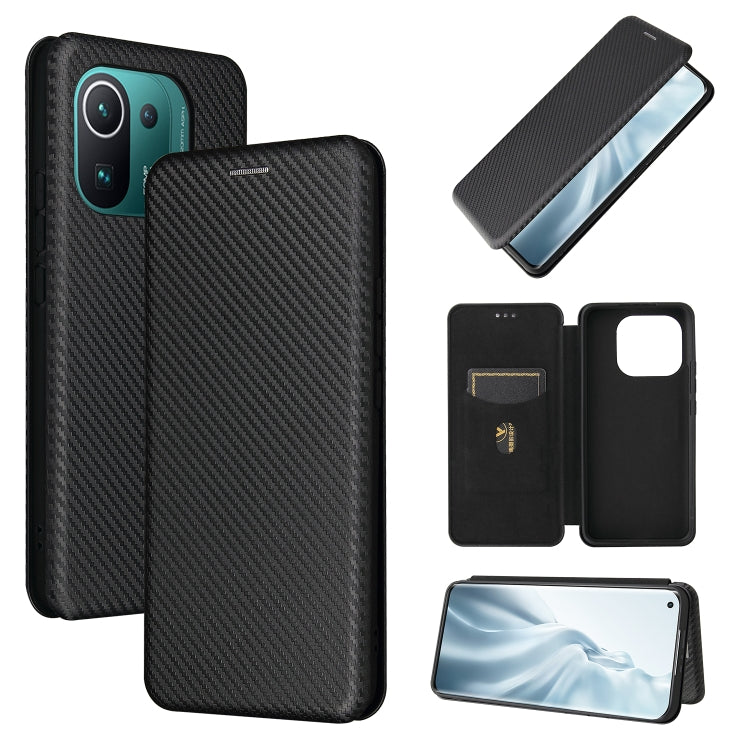 For Xiaomi Mi 11 Pro Carbon Fiber Texture Horizontal Flip TPU + PC + PU Leather Case with Card Slot