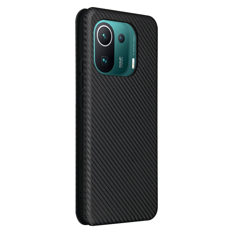 For Xiaomi Mi 11 Pro Carbon Fiber Texture Horizontal Flip TPU + PC + PU Leather Case with Card Slot