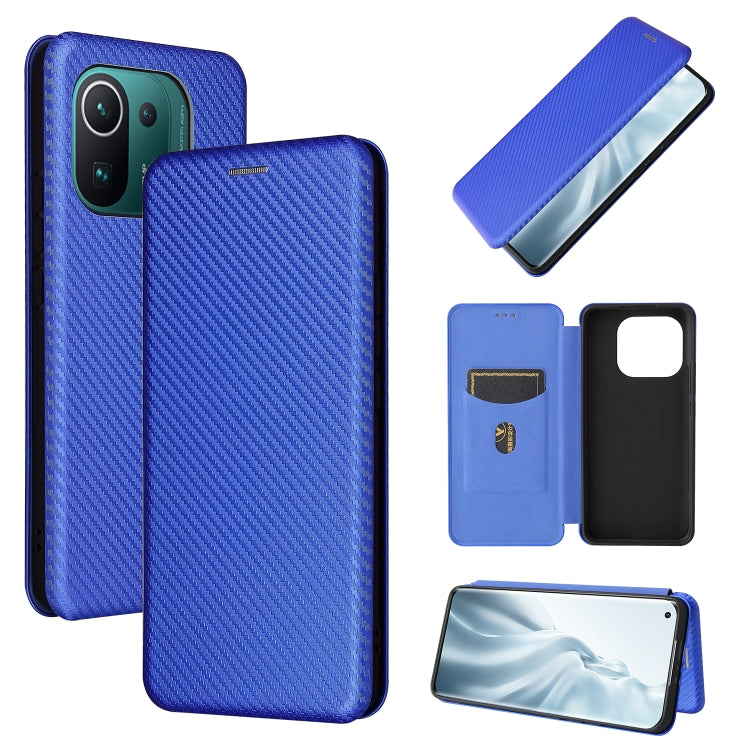 For Xiaomi Mi 11 Pro Carbon Fiber Texture Horizontal Flip TPU + PC + PU Leather Case with Card Slot