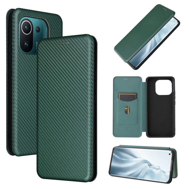 For Xiaomi Mi 11 Pro Carbon Fiber Texture Horizontal Flip TPU + PC + PU Leather Case with Card Slot